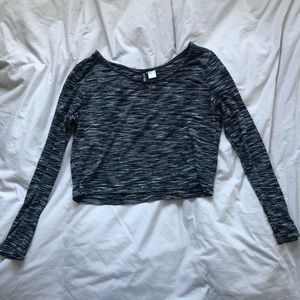 H&M Black‎ and White Long Sleeve Crop Top